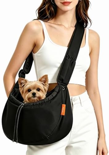 Pet Sling Carrier for Small Dogs & Cats up to 15 lbs,Puppy Carrier Purse with Storage Pocket,Hands-Free Pet Carrier Bag for Travel,Adjustable Shoulder Strap,Machine Washable by NALIYOUHU