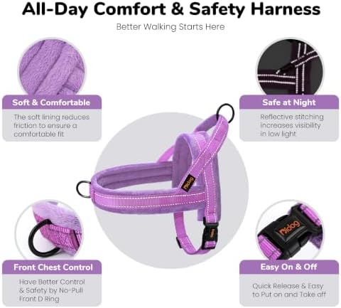 Didog No Pull Dog Harness for Small Dogs, Soft Flannel Padded, Purple, XS - Image 5