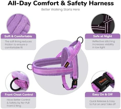 Didog No Pull Dog Harness for Medium Dogs, Soft Flannel Padded, Purple, M - Image 5