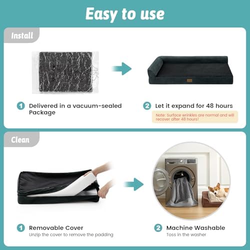COZY KISS Orthopedic Dog Bed for Large Sized Dogs, L Shaped 36x27 inch - Image 6