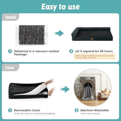 COZY KISS Orthopedic Dog Bed for Large Sized Dogs, L Shaped 36x27 inch - Image 6