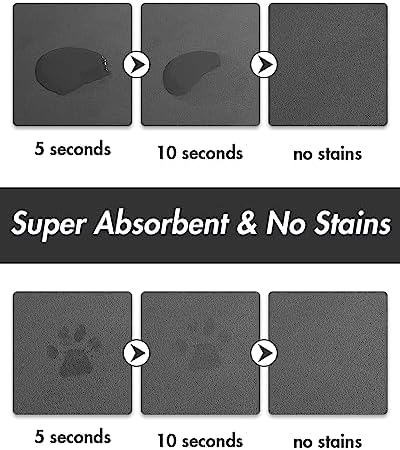 MontVoo-Absorbent Pet Feeding Mat-No Stains Pet Mat for Food and Water Bowl-Quick Dry Cat & Dog Food Mat Water Dispenser Mat-Pet Supplies Mat-Dog Water Bowl Mat for Messy Drinker,（Darkgrey,16"x24"） - Image 2