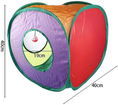 Cat Tunnel with Bell Ball Square Collapsible Cat Cube Toy for Cats Kittens Puppy Toys Pet Accessories - Image 2