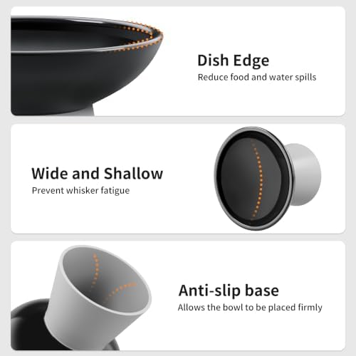 LoeJan Ceramic Cat Bowls, Elevated Cat Food and Water Bowls Set, Extra Wide and Raised Ceramic Bowls, Anti-Vomit Whisker-Free Pressure Cat Feeder for Kittens to Adult Cats - Image 3