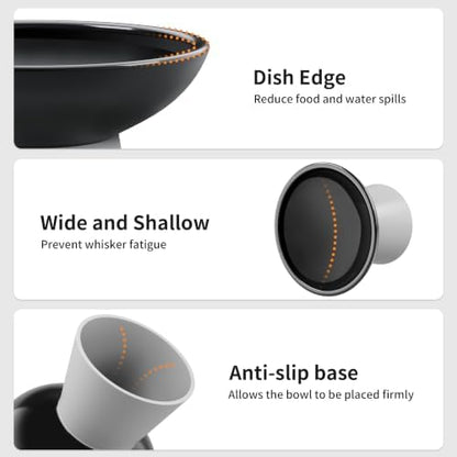 LoeJan Ceramic Cat Bowls, Elevated Cat Food and Water Bowls Set, Extra Wide and Raised Ceramic Bowls, Anti-Vomit Whisker-Free Pressure Cat Feeder for Kittens to Adult Cats - Image 3