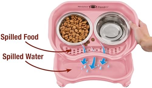 Neater Feeder Express Mess Proof Cat Bowls Elevated, No Spill Feeding Station, Stainless Steel Dishes for Food and Water, Raised Bowls for Indoor Cats, No Fatigue Whisker Friendly Dish, Pink - Image 3