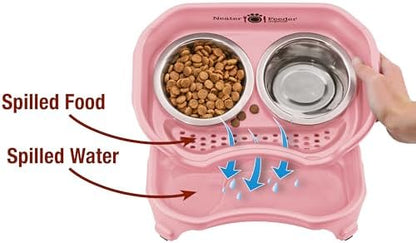 Neater Feeder Express Mess Proof Cat Bowls Elevated, No Spill Feeding Station, Stainless Steel Dishes for Food and Water, Raised Bowls for Indoor Cats, No Fatigue Whisker Friendly Dish, Pink - Image 3