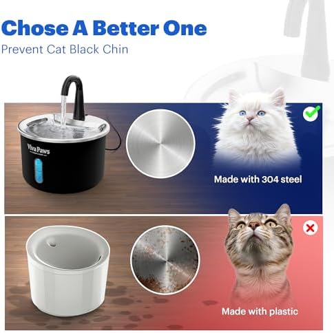 Viva Paws Cat Water Fountain Stainless Steel – Ultra-Quiet Automatic Drinking Fountain for Cats, 2.2L Indoor Pet Fountain with 4-Stage Filtration for Fresh & Clean Water - Image 4