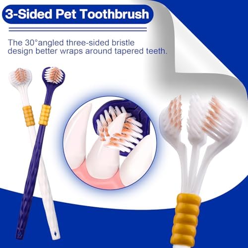 9 Pcs Dog Toothbrush Set, Three Sided Pet Toothbrush Brush,360º Pet Toothbrush Soft Nano Bristles Tooth Brush for Cat Dog Puppy Kitten Dental Care - Image 3