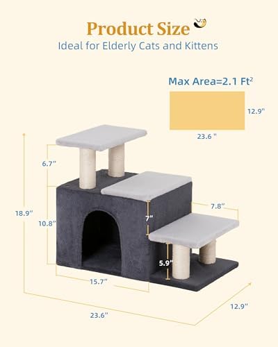 Aechonow 3-in-1 Pet Stairs for Cats, Dog Steps for Doggie Rabbits, Large - Image 6