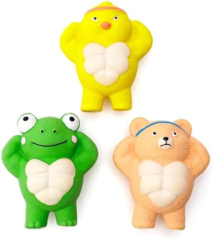 3 Pack Squeaky Dog Toys for Medium Dogs, Soft Latex Chicken Squeaky Dog Ball, Cute Funny Squeak Different Animals Frog Bear Chicken Pet Toys by Pawdoer