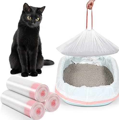30 Count Cat Litter Box Liners Large Drawstring Cat Pan Bags Kitty Litter Box Liners XL Heavy Duty Liner Bags for Pets Cats Litter Box Tray, 36 x 18 Inch by Jutom
