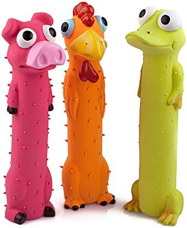CHIWAVA 3PCS 9" Squeaky Latex Dog Toy Standing Stick Animal for Medium Dogs by Chiwava