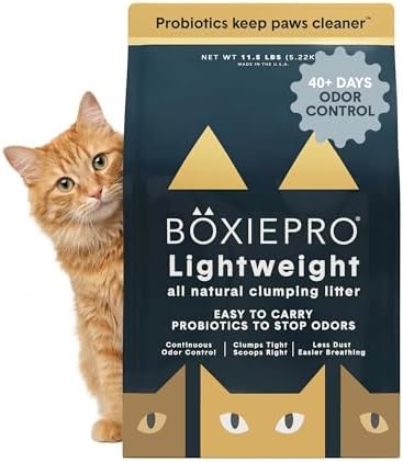 Boxie Probiotic Natural Lightweight Cat Litter 40+ Day Odor Control 11.5 lb by Boxiecat