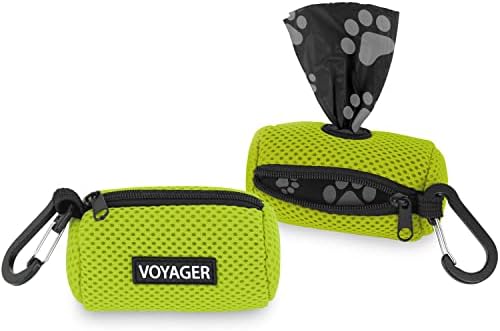 Best Pet Supplies Dog Poop Bag Holder Leash Attachment with Reusable Dispenser for Travel, Walking, Park, and Outdoor Use, Durable with Clip-On - Lime Green, Pack of 2, Mesh Dispenser w/30 Bags by BestPetSuppliesLLC