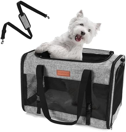 Foldable Cat Dog Carrier for Pets up to 15 Lb, Grey by FoxFocus