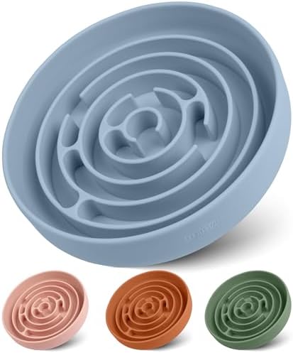 Coomazy Slow Feeder Dog Bowl, Silicone Material, Nonslip Design, BPA Free, Light Blue by Coomazy