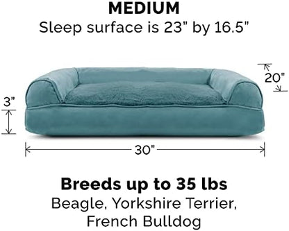 Furhaven Pillow Dog Bed for Medium/Small Dogs w/ Removable Bolsters & Washable Cover - Plush & Suede Sofa - Deep Pool, Medium - Image 2