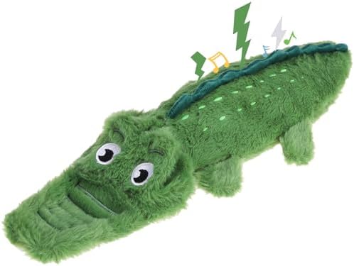 Mihachi No Stuffing Crinkle Dog Toys, 2-in-1 Holds Water Bottles - Cruncher with Puncture Resistant Squeaker, Dog Squeak Toys Plush Dogs Chew Toy for Puppy Small Medium Large Breed Chewer, Crocodile by Mihachi