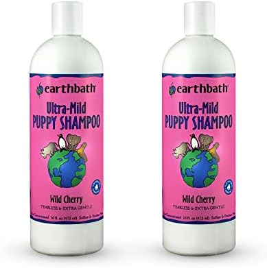 earthbath Ultra-Mild Wild Cherry Puppy Shampoo, Made in USA, 16 Oz (2 Pack) by earthbath