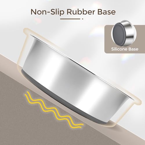 Dog Bowls Durable Non-Slip Stainless Steel Dog Bowls 2-Pack Holds 7 Cups - Image 3
