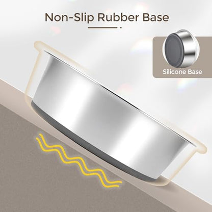 Dog Bowls Durable Non-Slip Stainless Steel Dog Bowls 2-Pack Holds 7 Cups - Image 3