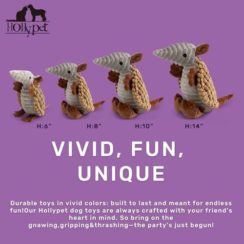 Hollypet Armadillo Squeaky Puppy Dog Toys for Small Medium Dogs, 8" - Image 2