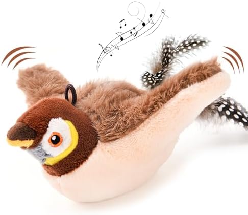 AUSCAT Flappy Bird Cat Toy, Simulated Chirping Bird Cat Toy Flapping Wings, Rechargeable，Interactive Catnip Toys for Indoor Kittens (No Flying) by AUSCAT