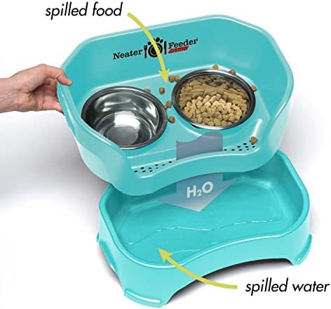Neater Pet Brands Neater Feeder Deluxe Mess Proof Dog Bowls Elevated for Small Dogs Under 19 lbs, Made in USA, No Spill Raised Dog Food Bowl Stand Feeding Station, Food and Water Bowl Set, Aquamarine - Image 3
