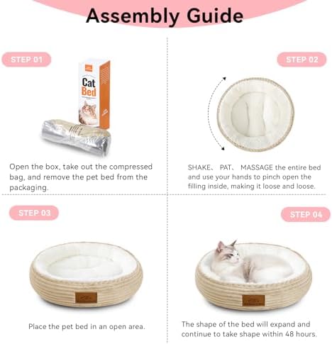 Zerbuger 20in Camel Round Dog Bed Sofa for Dogs Cats, Machine Washable - Image 6
