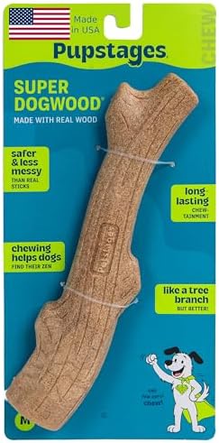 Pupstages Super Dogwood Stick Dog Chew Toy, Made in USA, Medium, 9.5" by Pupstages