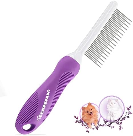 GENPEPADO Grooming Comb for Dogs and Cats with Matted Hair, Detangling Pet Comb with Long and Short Stainless Steel Metal Fine Teeth for Removing Mats, Tangles, Knots & Loose Fur from The Undercoat by Unknown