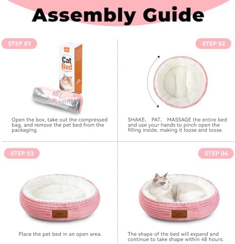 Zerbuger 20in Pink Round Dog Bed Sofa for Dogs Cats, Machine Washable - Image 6