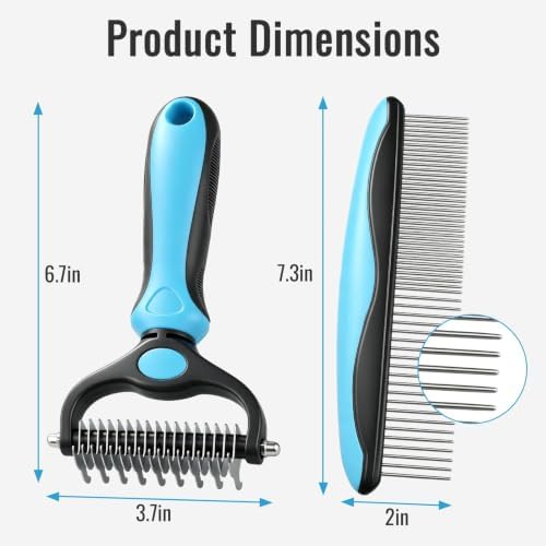 Blue Pet Grooming Kit, Dematting&Finishing Comb,Long-Hair Dog&Cat - Image 3