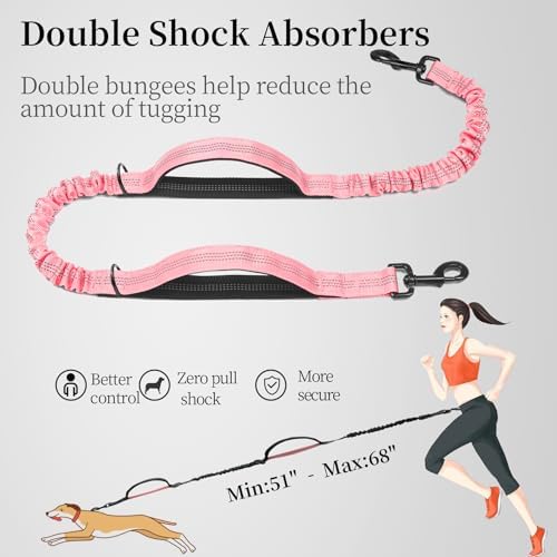 iYoShop Hands Free Dog Leash with Zipper Pouch, Baby Pink, 8-25 lbs, Medium - Image 5