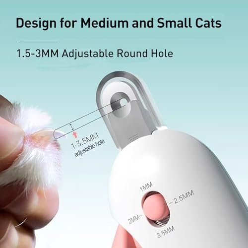 Cat Nail Clipper | Cat Nail Trimmer with Clipping Debris Storage, Adjustable Sizes, Hidden Nail File, Round Hole Blade for Injury-Free Grooming Tool for Pets, Pink - Image 3