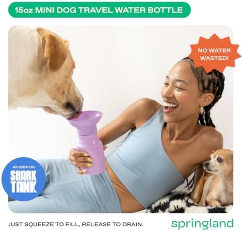 Springland 15oz Classic Portable Dog Water Bottle with Built-in Bowl, Lilac - Image 2