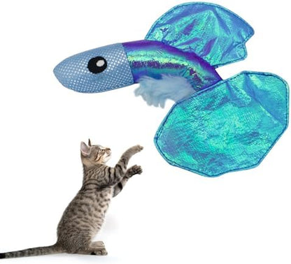 Andiker Cat Catnip Toys,Crinkle Catnip Fish with Rustling Shiny Crinkle Paper and Natural Catnip,Cat Interactive Toys for Indoor Cats for Promoting Digestion and Adjusting Emotion (Blue Fish) by Andiker-ServingforYou