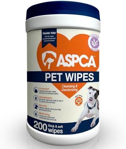 ASPCA Pet Wipes for Dogs & Cats, Lavender, Canister, 200 Count by ASPCA