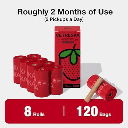 VETRESKA Dog Poop Bags with Handle 120 Count, Strawberry Scented Waste Bag - Image 5