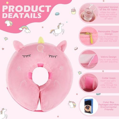IEUUMLER Inflatable Recovery Dog Collar, Protective Donut Cone, Adjustable Soft Collar for Dog and Cat After Surgery Prevent from Biting & Scratching EU002 - Unicorn L - Image 4