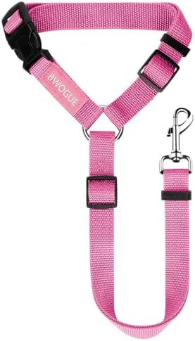 BWOGUE Dog Seat Belt for Car, Headrest Restraint Lead, Non-Elastic, Pink by BWOGUEPetHome