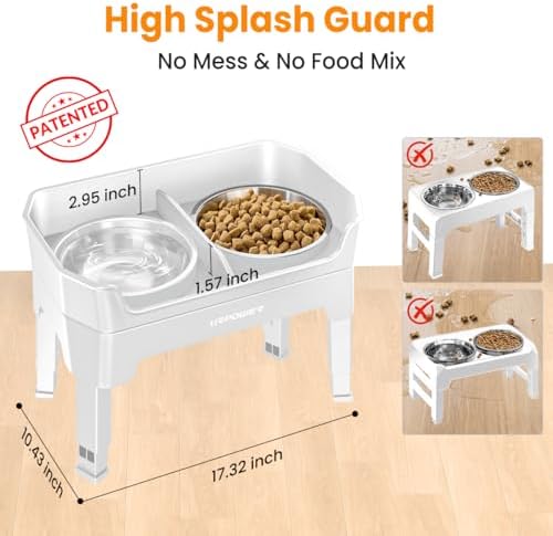 URPOWER Elevated Dog Bowls, 3-in-1 Double Deck Raised Dog Bowl Stand - Image 2