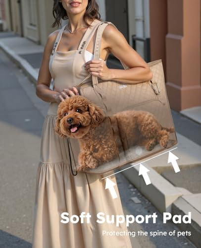 Pecute Dog Purse Carrier, Dog Carrier with Pockets for Small Dogs,XL,Khaki - Image 6