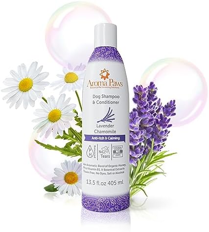Anti-Itch & Calming Formula 2-in-1 Dog Shampoo & Conditioner - Lavender Chamomile, Tearless, Aroma Paws Sensitive Skin & Itch Relief, Sulfate & Paraben Free, Made in USA 13.5 oz by AromaPaws