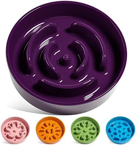 LE TAUCI Ceramic Slow Feeder Dog Bowls Small Breed, 0.6 Cups Dog Food Dish for Fast Eaters, Puzzle Bowl for Small Dogs and Cats,Purple by LETAUCI