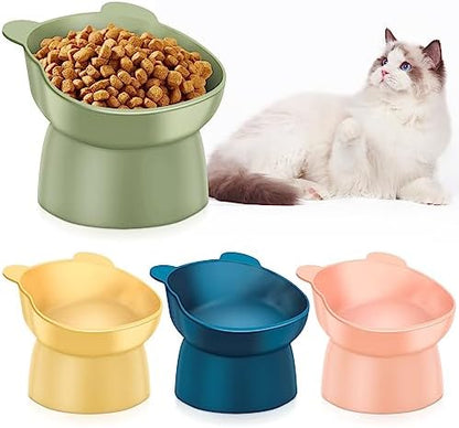 Zhehao 4 Pcs Elevated Cat Bowls Plastic Raised Cat Bowl 15 Degrees Tilted Raised Pet Food and Water Dish Cute Anti Vomit Food Dishes Pet Feeders for Kitten and Small Dogs(Bear) by Zhehao