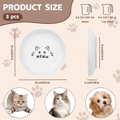 YINEYA 3 Pack Cat Food Bowls, Anti Whisker Fatigue Ceramic Cats Dishes Set - Image 2