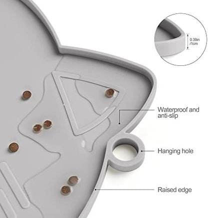 Coomazy Cat Food & Water Mat Thicker Non-Slip Silicone Mat with Raised Edge - Image 3