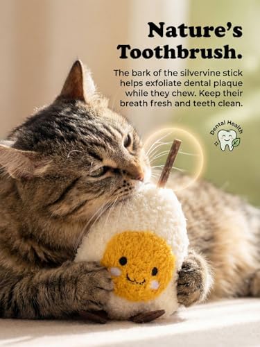 Cat Plush Toy [6000mg A+ Natural Catnip & Silvervine] with Teething Stick - Image 2